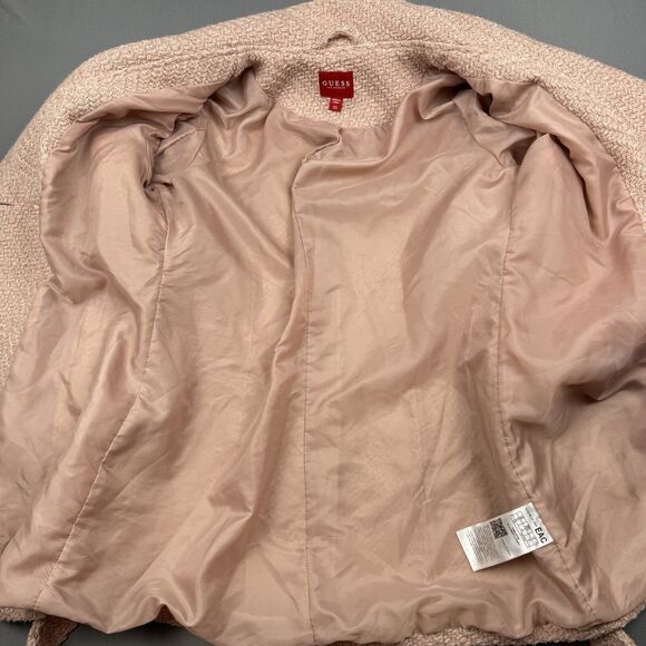 Guess Pink Boucle Double Breasted‎ Wool Pea Coat Cutaway Winter Dress Coat XS - Picture 11 of 16